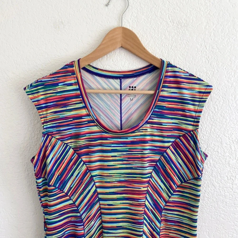 Title Nine Espionage Rainbow Athletic Dress‎ Stretch Stripe Size Medium